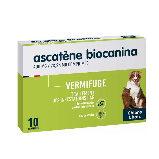 Ascatène – Vermifuge > 2kg ,Chien Et Chat ,10 Cp – BIOCANINA