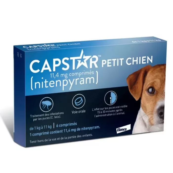 CAPSTAR - Traitement Anti-Puces pour Petit Chien 11,4mg, 6 Comprimés